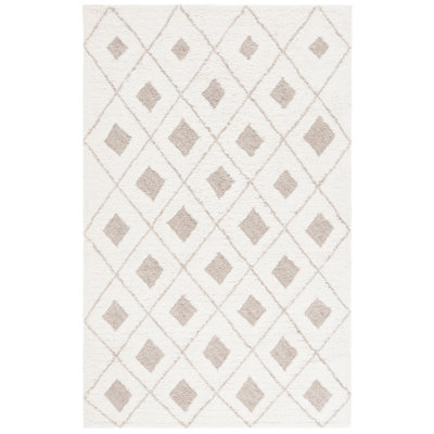 Tapis géométrique en laine / beige touffeté à la main Werther