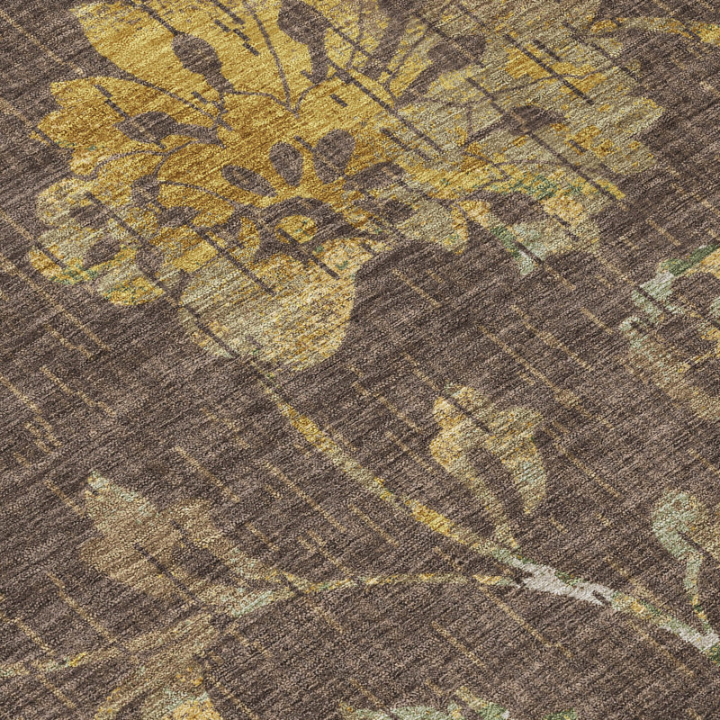Machine Washable Indoor/Outdoor Chantille ACN2616 Floral Rug, 3' x 5', Chocolate