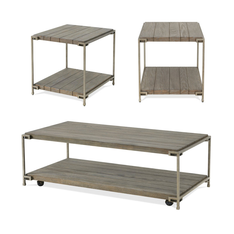 Ensemble de 3 tables basses et 2 tables de bout en bois