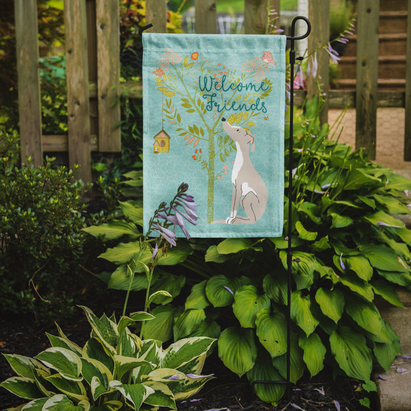 « welcome », un polyester de 2 côtés en polyester de 15 x 11 po drapeau de jardin, Lévrier italien