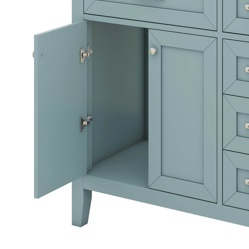 Ensemble de meuble-lavabo 36 po avec lavabo, armoire de salle de bain avec tiroirs et portes, structure en bois massif et panneau de fibres à densité moyenne