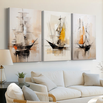 NAUTICAL Series CECLXI - Toile tendue sur mesure avec châssis - 3 pièces