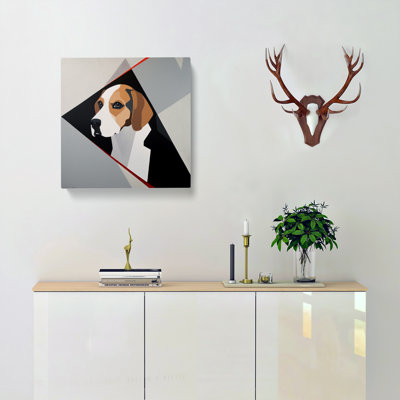 Beagle Suprematism No.1 - Wrapped Canvas - Framed Print