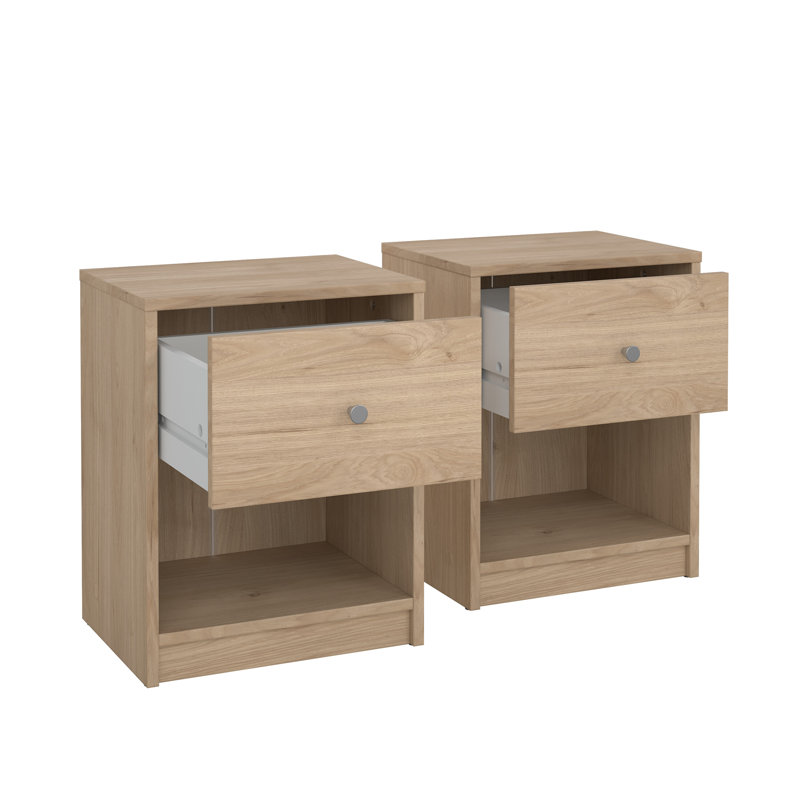 Ensemble de 2 tables de chevet 1 tiroir Clanton, Beige