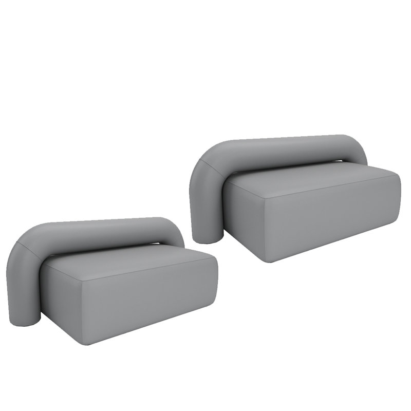 Banc rembourré en similicuir, Gris