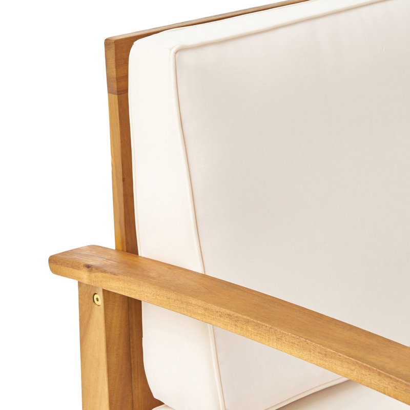 Fauteuil club en bois massif de couleur crème pour l'extérieur avec des qualités de 28,81 de largeur