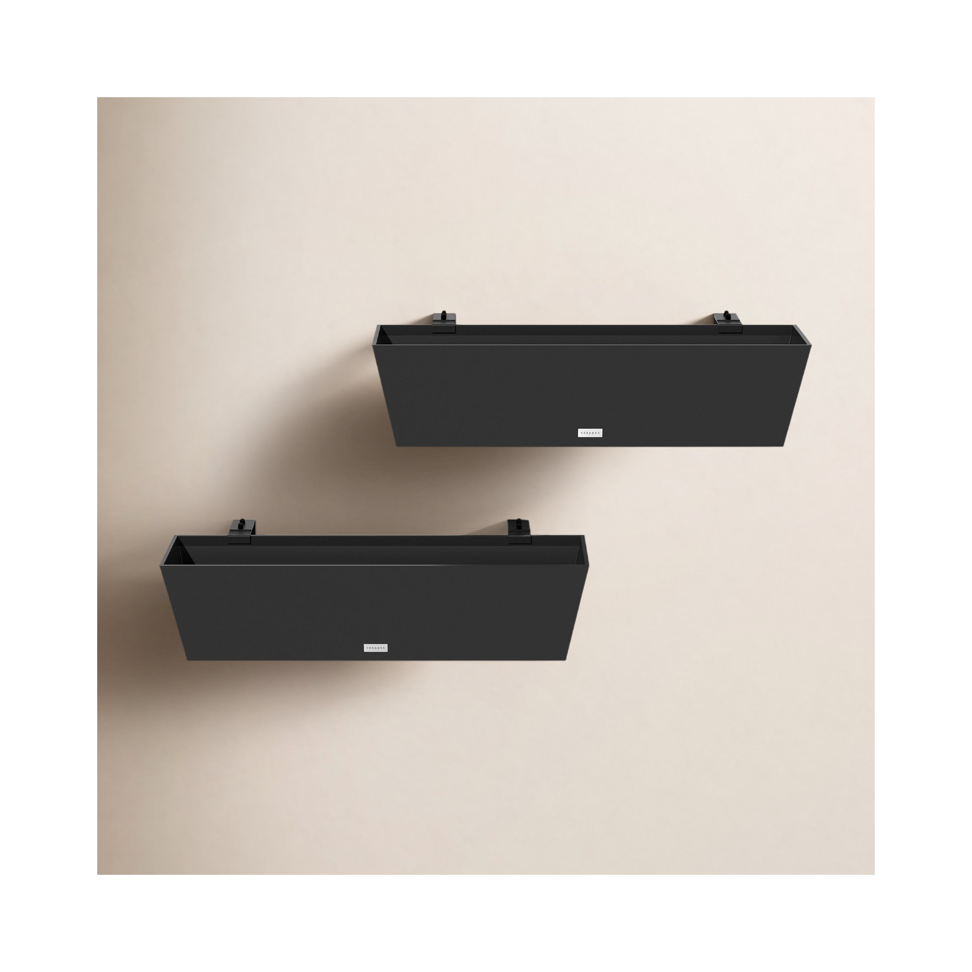 Pure Series Railing Planter, Black, Set of 2, 9'' H x 36'' W x 10'' D