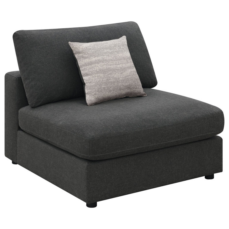 Chaise rembourrée sans accoudoirs avec coussins amovibles gris anthracite Duncan, Gris anthracite