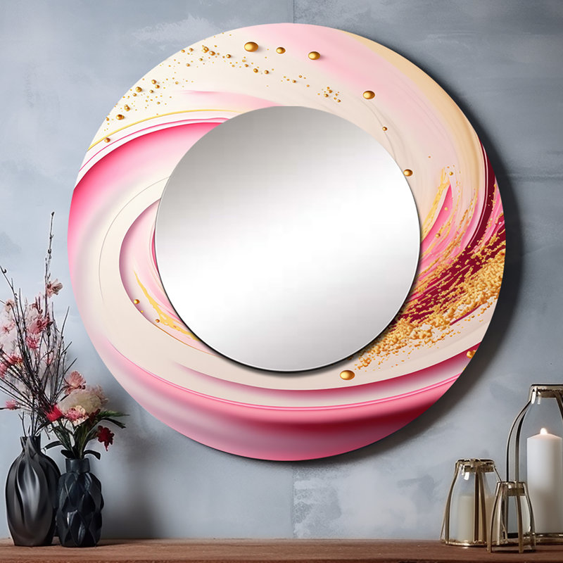«Padyn», cercles abstraits roses et dorés Padyn, 23 po x 23 po