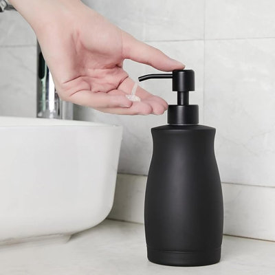 304 Stainless Steel Countertop Black Soap Dispenser Rust Resistant Leak-Proof Liquid Hand Sanitizer Pump With Hopper,For Kitchen Sink, Countertop, Bathroom (13.5Oz/400Ml)