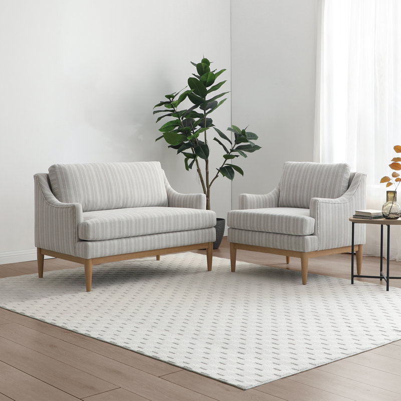 Coeymans Sloped Arms Accent Chair, Cream