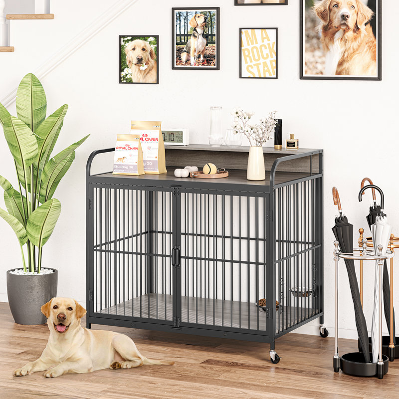 Table d'appoint pour chien, cage pour chien, H 40 po x l 22,50 po x P 22,50 po, Gris
