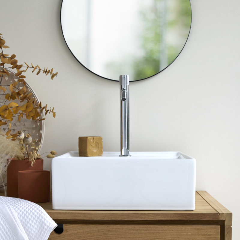 Tikamoon Leonce 42mm L x 42mm W Natural Ceramic Square Sink