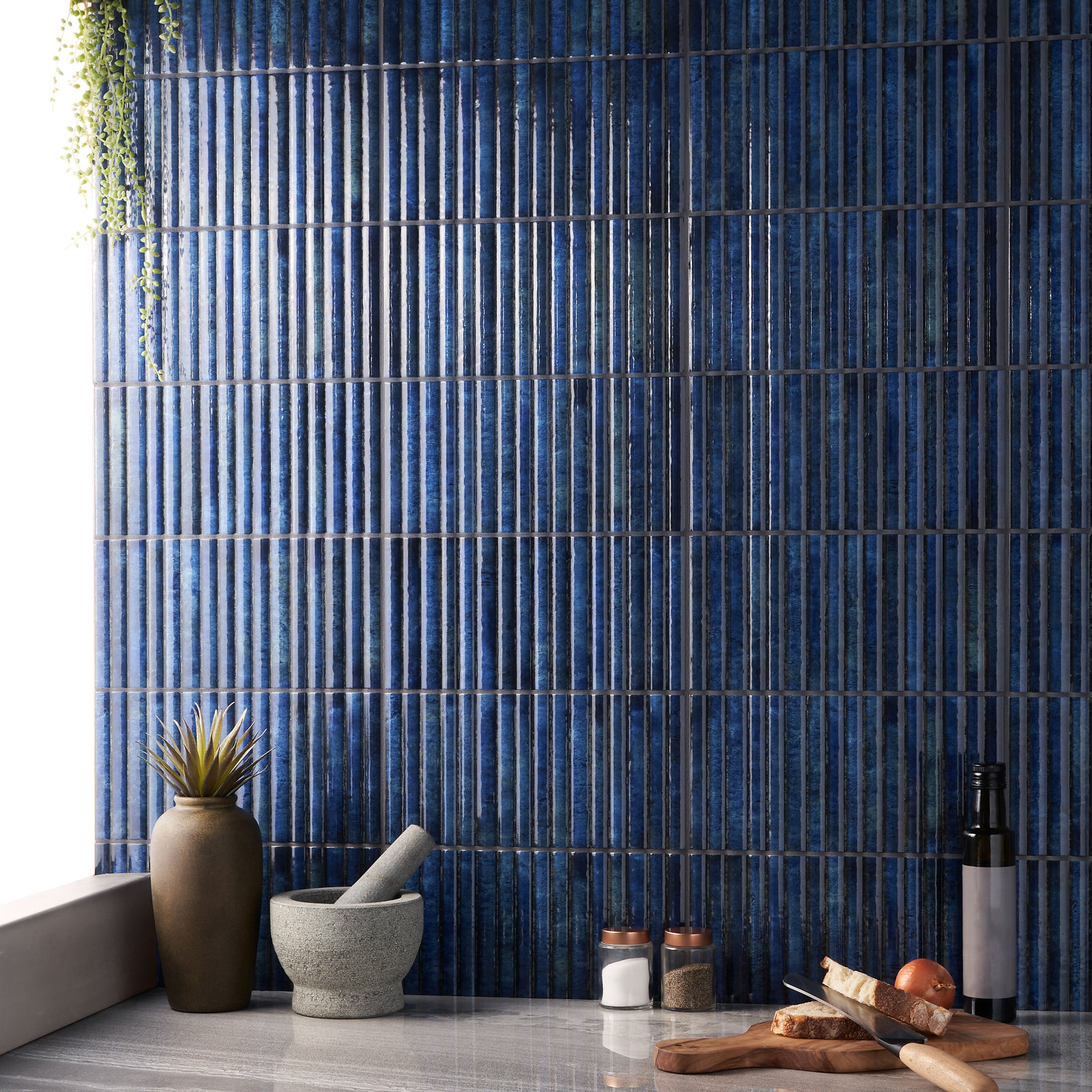 Canu 5.9 In. x 11.81 In. Polished Fluted Ceramic Subway Wall Tile (9.68 Sq. Ft. / Case), Blue