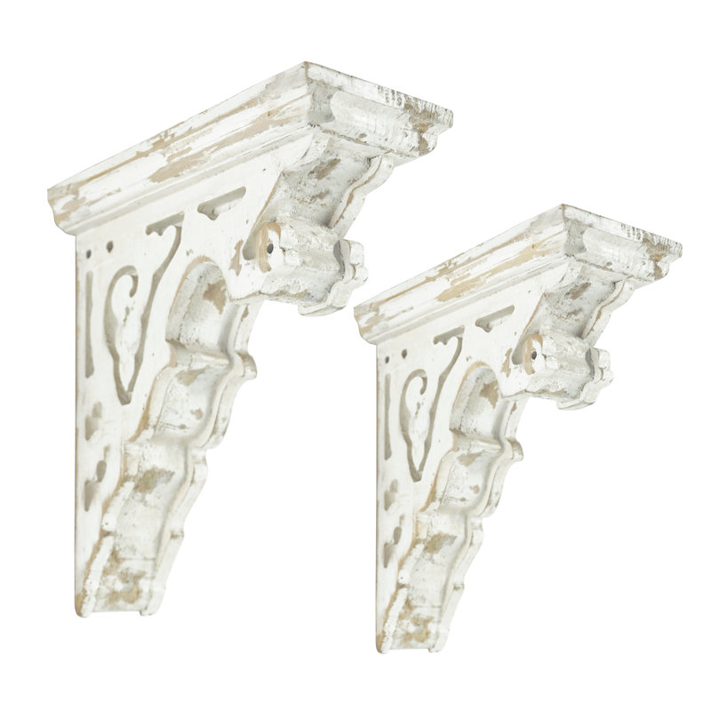 Supports à corbeaux en bois rétro pour tablettes, Blanc