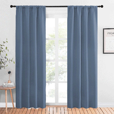 Blackout Curtains for Living Curtains, Window Treatment Curtains & Drapes 84 inches Long, Thermal Insulated Privacy Draperies for Bedroom (Stone Blue, Set of 2)