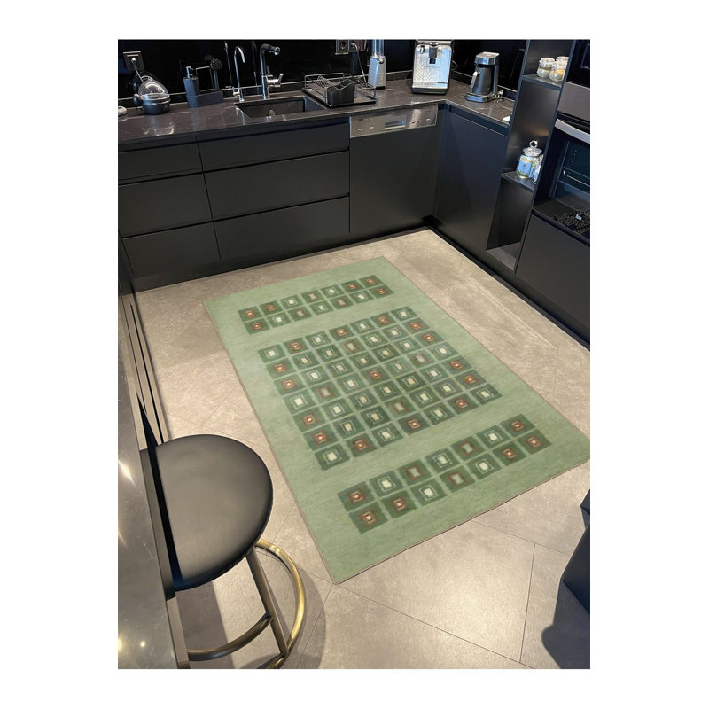 Tapis décoratif à carreaux vert, Sous-tapis rectangulaire 5 pi 1 po x 7 pi 7 po inc