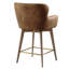 Ensemble de 2 tabourets de bar pivotants Mid-Century à hauteur de comptoir en similicuir avec dossier et structure en bois pour îlot de cuisine ou bar-117169328