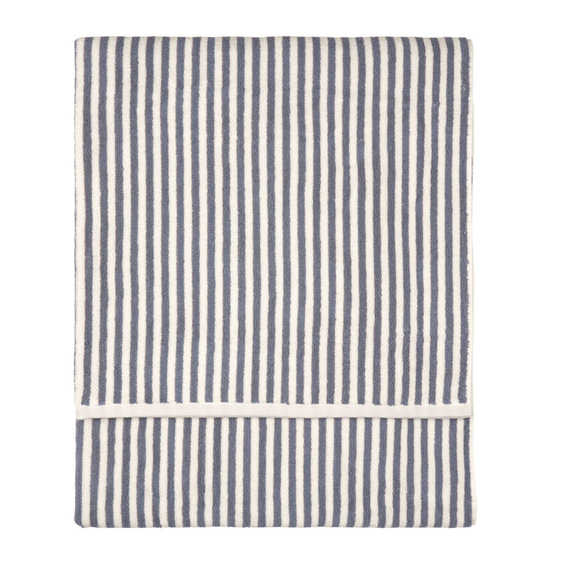 Hebden Bath Towel, Blue/Cream