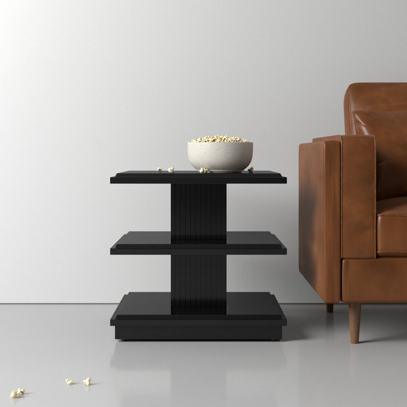 Paddy Solid Wood End Table, Black