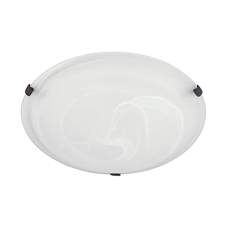 White Faux Alabaster Glass 3-Light Flush Mount