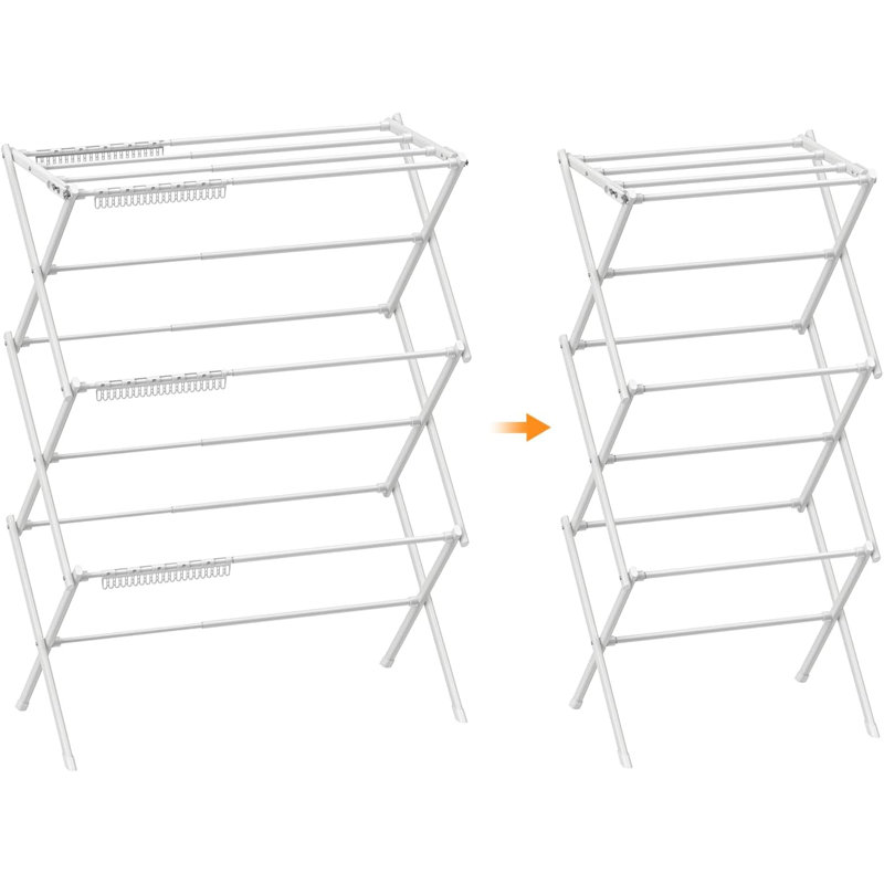 Séchoir à linge pliable à 3 niveaux - Support à linge extensible en acier avec revêtement antirouille pour une utilisation intérieure et extérieure