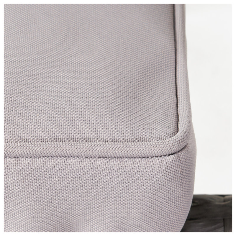 Chaise d'extérieur empilable en rotin PE avec structure en fer et coussin imperméable, gris et argent