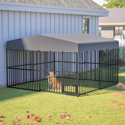 Grand chenil d'extérieur pour chien 10 po x 10 pi avec couvercle imperméable et enclos pour chien robuste