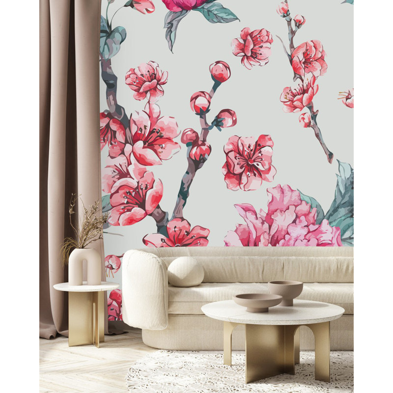 Peel & Stick Floral Wall Mural, 8.33' W x 8.33' L