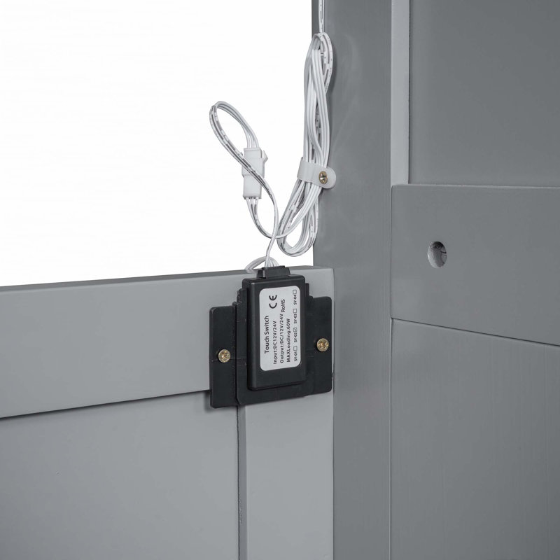 Lit escamotable mural Murphy avec tablettes, garde-robe et lumières DEL, Double, gris