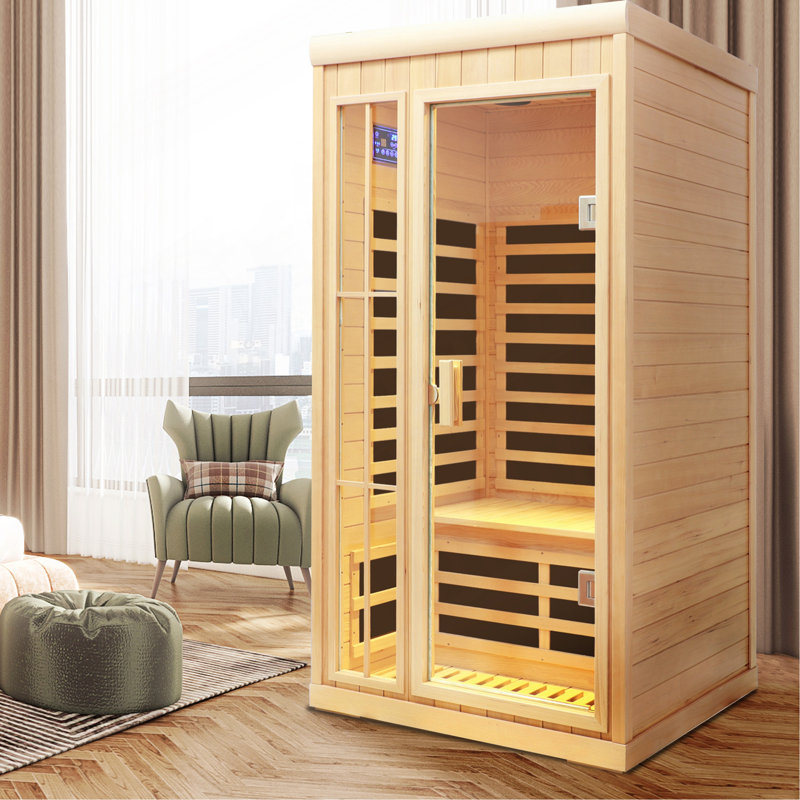 Deluxe Version Plus One Person  Far Infrared Hemlock Sauna  Room With LED Colour Lights