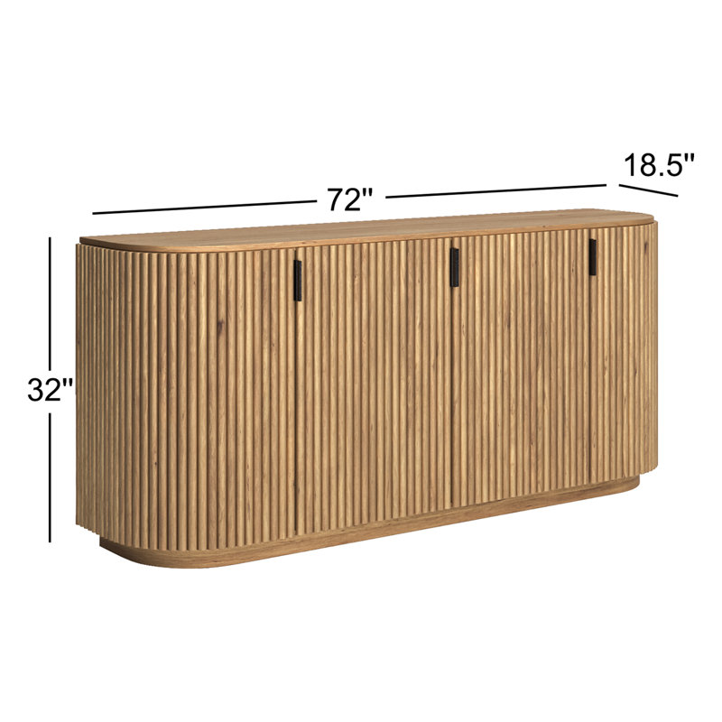 Chessa 72'' W Solid Wood Sideboard, Light Brown