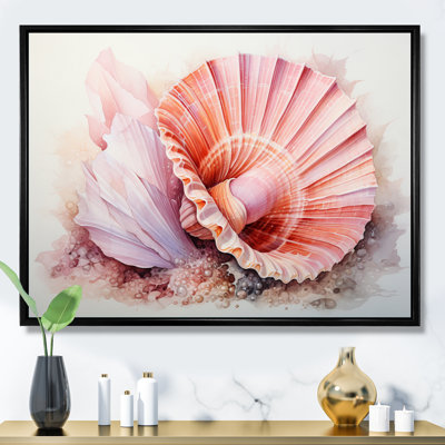 Peach Seashell Serenity Framed On Canvas Print