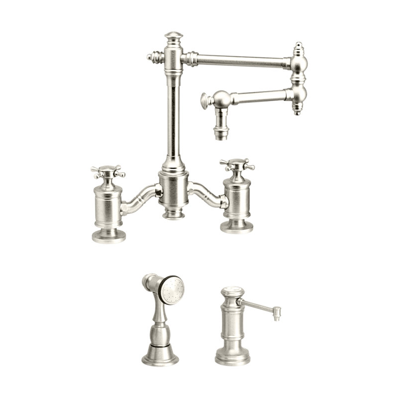Towson Bridge Faucet - 12" Articulated Spout, Antique Bronze