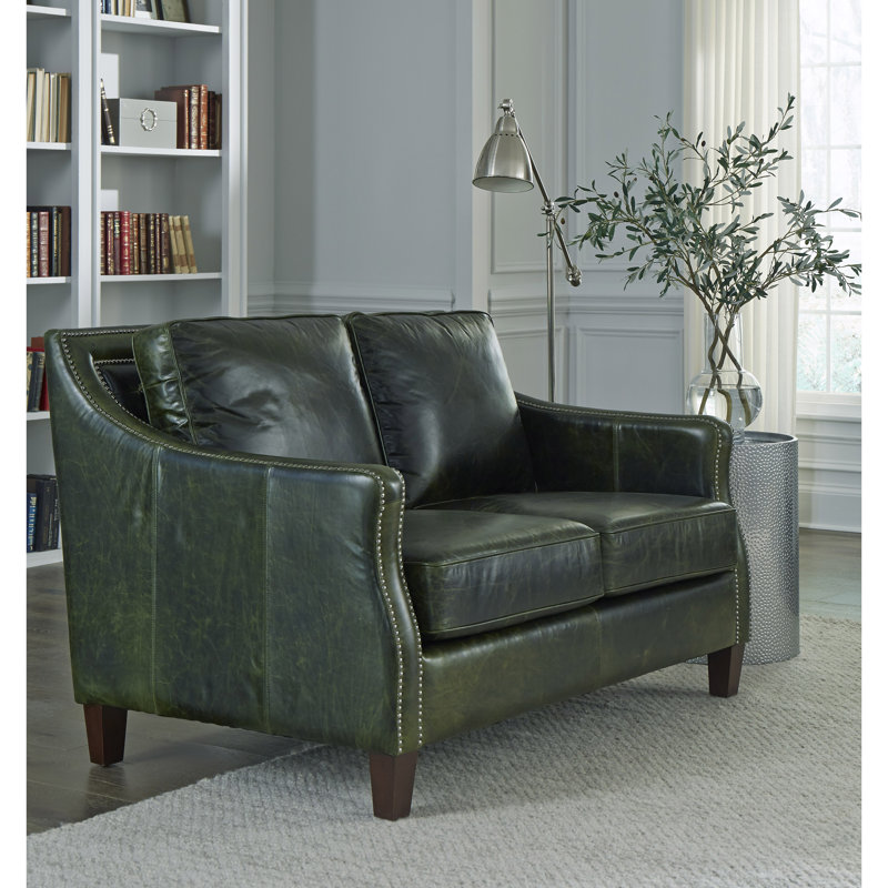 Asmunn 57" Top Grain Leather Sloped Arm Loveseat