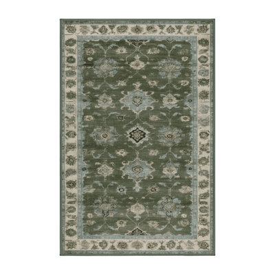Machine Washable Overdyed Green Area Rug
