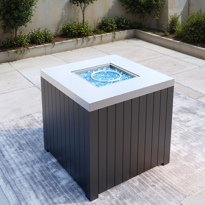 Aluminum Propane Outdoor Fire Pit Table with Hidden Fuel Tank Storage & Lid (Fully Assembled)
