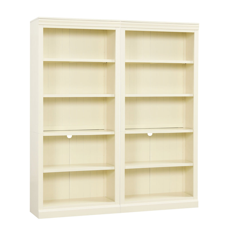 Bibliothèque avec 5 tablettes réglables, DEL pour éclairage et atmosphère, ensemble de bonde, 82,79 po de hauteur, jaune beige, bande décorative rectangulaire moderne, trou de câble, bureau idéal