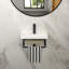Lavabo de salle de bain mural rectangulaire en céramique 17 po x 14 po x 6,25 po avec barre à serviette noire et trop-plein, robinet noir (n'inclut que le lavabo de salle de bain)