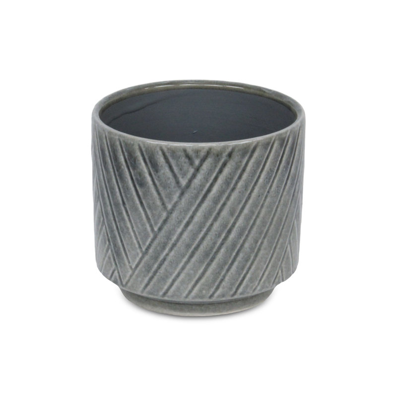 Pot de fleurs en céramique fabriqué à la main Kettering, Gris clair, H 5,25 po x l 6 po x P 6 po