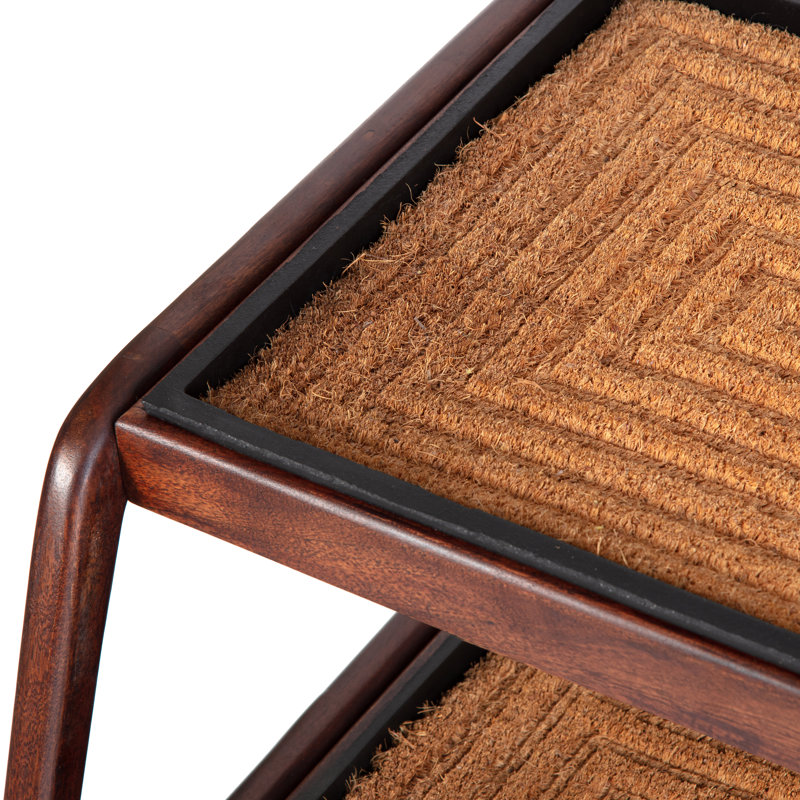 Support à bottes en bois massif de qualité supérieure avec tapis en fibre de coco naturelle - Rangement pour chaussures