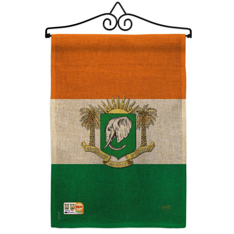 Côte ivoire du monde à 2 côtés en toile jute de 19 po x 13 po ensemble de drapeau