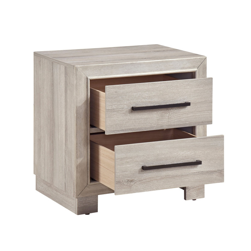 Table de chevet moderne à deux tiroirs avec finition grise et armoire de chevet en bois, Gris