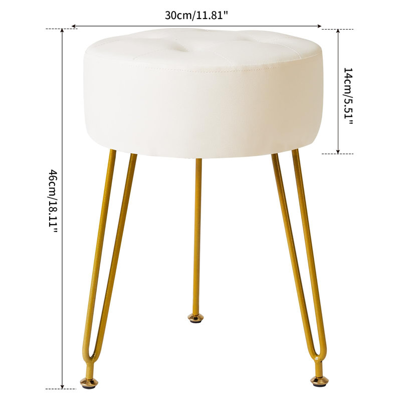 Burdue Steel Accent Stool, White, Gold