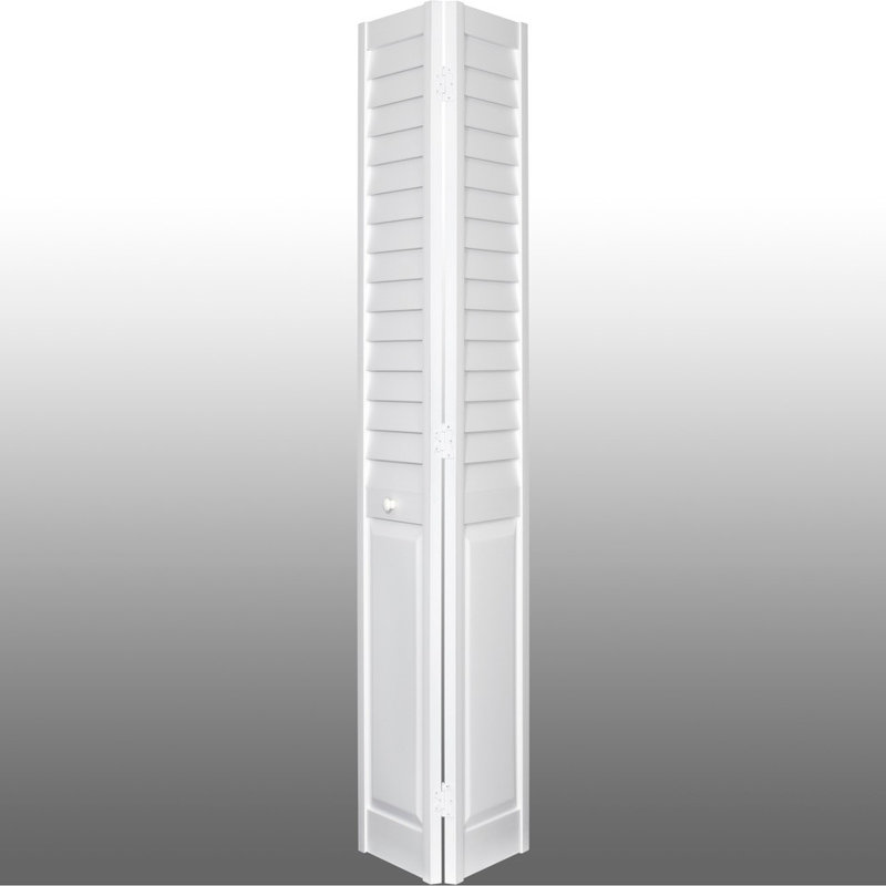Porte pliante en deux à persiennes en PVC / vinyle, 17,75 po x 80 po