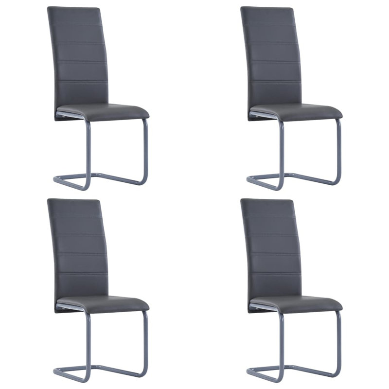 Cantilever Dining Chairs Dining Side Chair for Living Room Faux Leather, Gray