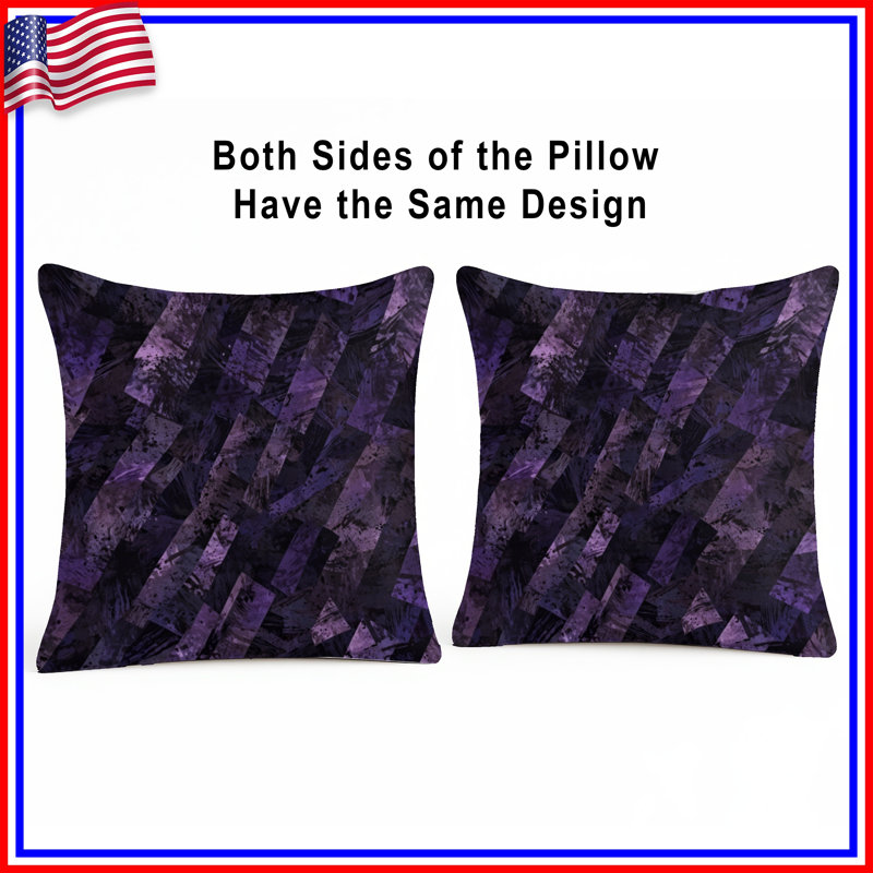 Coussins décoratifs mauves à motif abstrait géométrique, 26 x 26 pouces