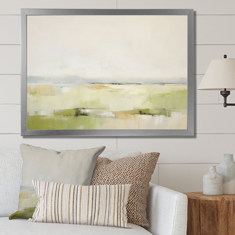 «Meadow Minimalist Pastoral II», reproduction sur toile, H 34 po x l 44 po, Cadre photo argenté