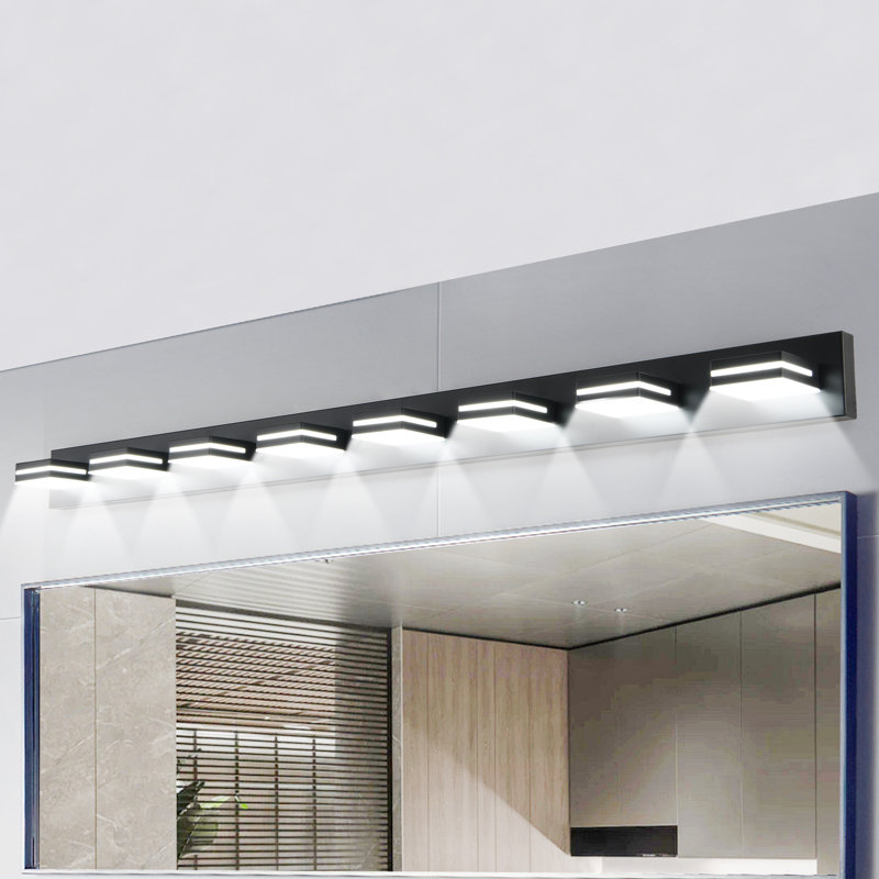 8 Light LED Bathroom Vanity Light Wall Mounted with Rotatable Heads Modern Metal Fixture – Black, Matte Black, 8 Lights