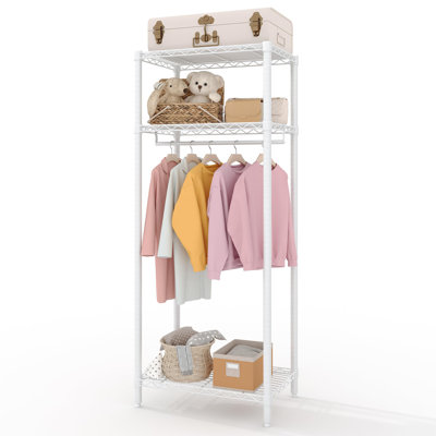 Portant à vêtements robuste avec tablettes réglables pour suspendre le tissu, petit support à vêtements compact H 70,5 po